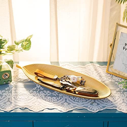 Hanobe Decorative Trays for Home Decor, Leaf Shaped Wood Key Bowl - Image 6