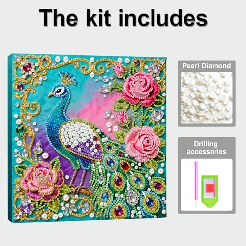 LQCrafK DIY 3D Pearl Art Painting Handcraft Kit for Adults Beginners, Home Wall Decoration, Creative Design Framed Painting with Tools-Peafowl - Image 7