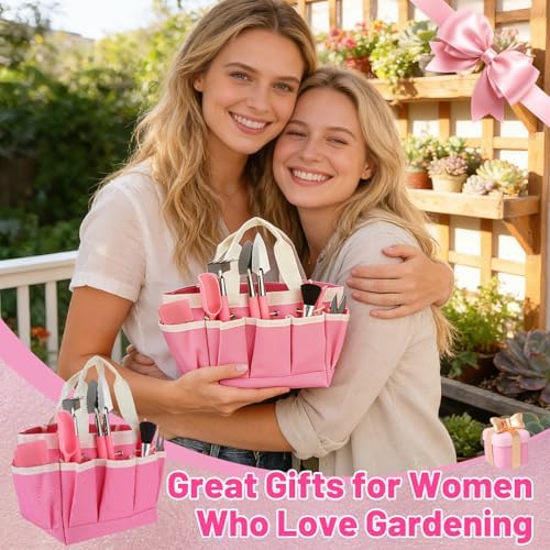 ANPHSIN 44pcs Small Gardening Tools Gifts for Women Beginners, Pink - Image 7