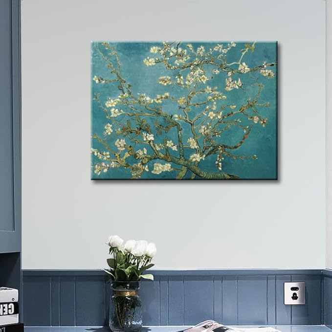 msspart Almond Blossom Tree by Vincent Van Gogh Oil Paintings Reproduction, Giclee Canvas Prints Wall Art for Bedroom Bathroom Home Decorations 12"x16"