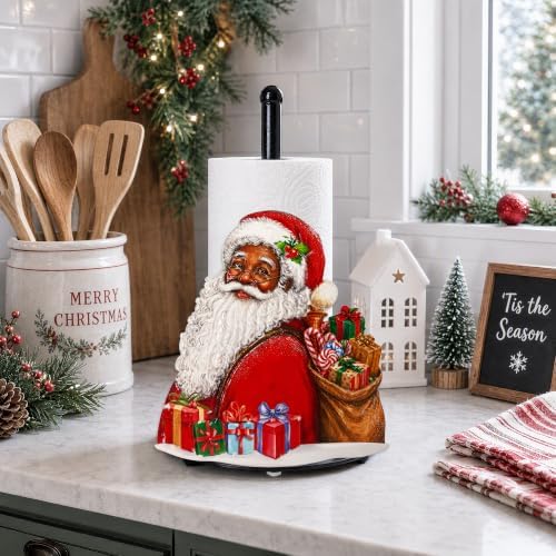 Black Santa Claus Paper Towel Holder, Farmhouse Christmas Kitchen Countertop Decor, Xmas Gift Paper Towel Holder for Table, Christmas Housewarming Birthday Gift for Women Mom - Image 7