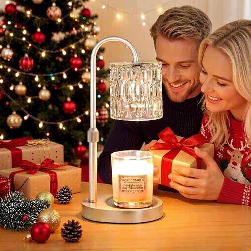 Dreamholder Electric Candle Warmer Lamp with Timer, Dimmable Candle Lamp with Adjustable Height, Wax Melter for Jar Candles Wood Base Floral Home Decor Gifts for Women Mom, Silver Glass - Image 7