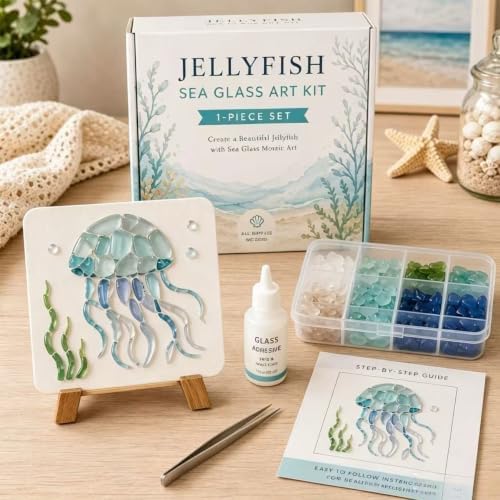 LWLQCZJ Sea Glass Art Kit - DIY Fun Craft Kit for Adults, Beginner Friendly (Jellyfish) - Image 3