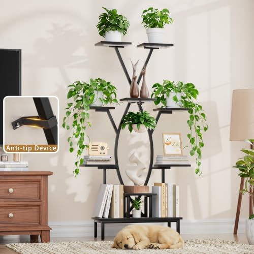 JUSTOGO Plant Stand Indoor with Grow Lights - 9 Tiered Tall Plant Shelf - Image 6