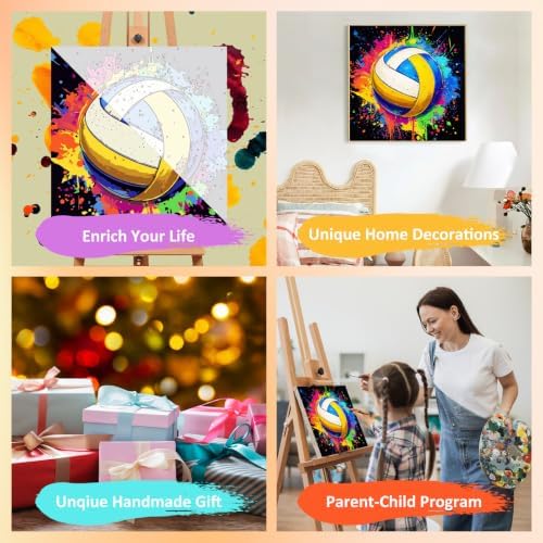 Mandun Volleyball Paint by Numbers Kit for Kids, 8x8 inch - Image 7