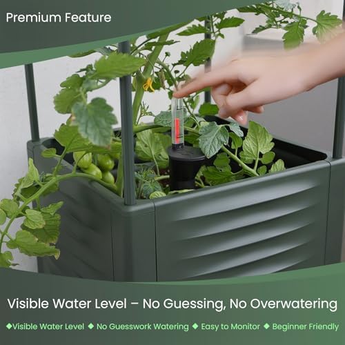 Tomato Planter Pot Tomato Box Raised Garden Bed 56.5" Tall Self-Watering and Water Indicator Planter for Tomato Outdoor Indoor Metal Trellis for Climbing Plants Large Reservoir-1 planter-not 2 - Image 6