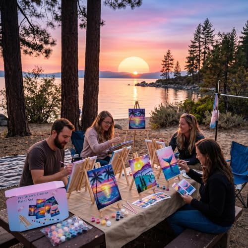 Engrowtic 57pcs Landscape Sip and Paint Kit for Adults Pre Drawn Canvas Set - Image 7