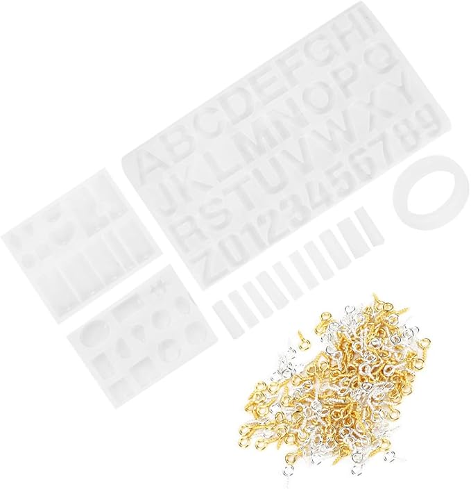 SparkFeng 214Pcs Silicone Casting Set, DIY Jewelry Mould Kit for Earrings Pendants Necklaces Bracelets, Soft Durable Silicone with Smooth Surface, Complete Accessories for Resin