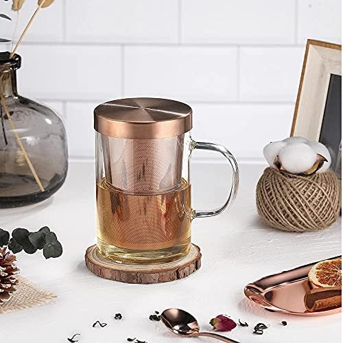 ecooe 16.9oz Glass Tea Cup with Infuser and Lid 430ml(Use Capacity), Bronze - Image 7