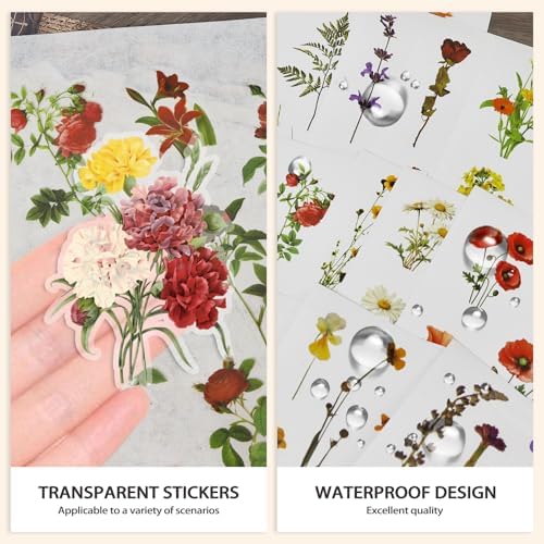 PRSTINCOL Flower Sticker Book, 40 Sheets 470pcs Floral Botanical Themed Journaling Supplies for Scrapbooking Supplies Aesthetic Junk Journal Craft DIY Craft Card Making Laptop - Image 6