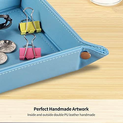YAPISHI Valet Tray,Foldable PU Leather Catchall Tray/Dish/Caddy Blue - Image 6