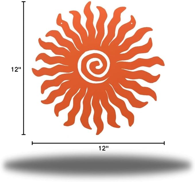 Riverside Designs Sunburst Metal Wall Art Steel Outdoor Decor - Heavy-Duty and Waterproof - Made in USA (12", Coral)