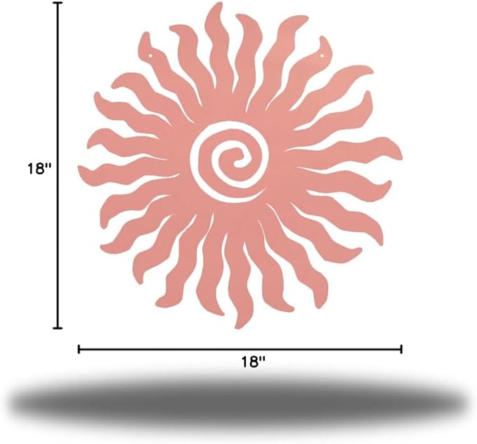 Riverside Designs Sunburst Metal Wall Art Steel Outdoor Decor - Heavy-Duty and Waterproof - Made in USA (18", Pink)