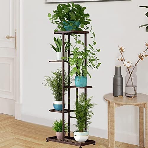 LINZINAR 5 Tier Plant Stand Indoor Outdoor Metal Flower Pot Display Shelf - Image 6