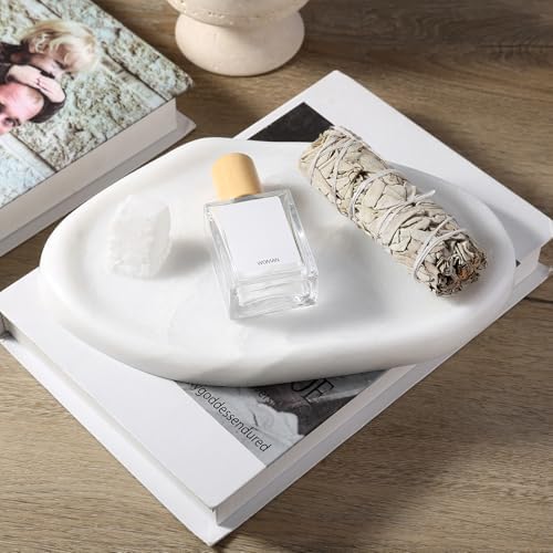 Koville Luxurious White Marble Vanity Tray, Cloud Shape Serving Stone Key Tray for Home Decor, 10" x 7" Marble Storage Trays for Bathroom, Stone Plate Holder for Perfume, Candle and Jewelry - Image 6