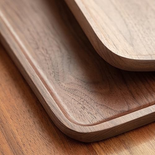 Vandroop Wood Serving Tray, Walnut Wooden Small Trays for Storage, Set of 2 - Image 7