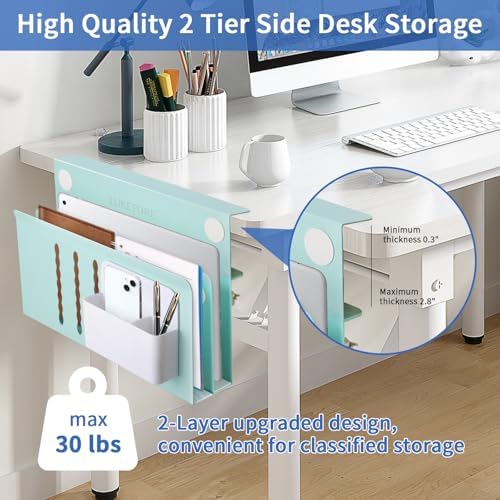LUKETURE Desk Side Storage, 2 Tie Laptop Holder No Drill Clamp On Organizer - Image 6