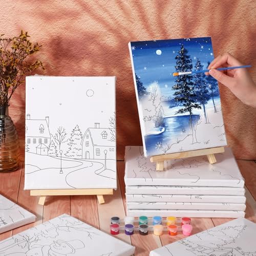 Zhanmai 12 Set Paint and Sip Kit for Adult 8''x10'', Winter Sonw - Image 6