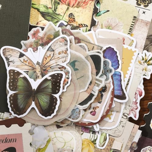 Qudarrso Vintage Junk Journal Kit, Butterfly Nature Theme Scrapbook Supplies with Notebook, Stickers, Ephemera Paper and Tags, Botanical DIY Craft Supplies for Adults Scrapbooking and Junk Journaling - Image 7