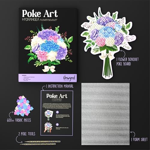 Unwynd Poke Art Hydrangea Flower Bouquet Kit for Adults, Women and Teens - Image 6