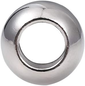 Stainless Steel Spacer Beads 12x8mm Round Loose Charm Caps Beads for DIY Jewelry Making 10pcs with 6.5mm Hole
