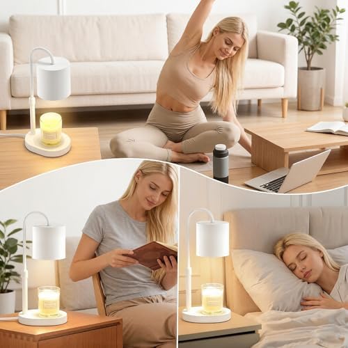 Dreamholder Electric Candle Warmer Lamp with Timer, Dimmable Candle Lamp with Adjustable Height, Wax Melter for Jar Candles Wood Base Floral Home Decor Gifts for Women Mom, White - Image 7