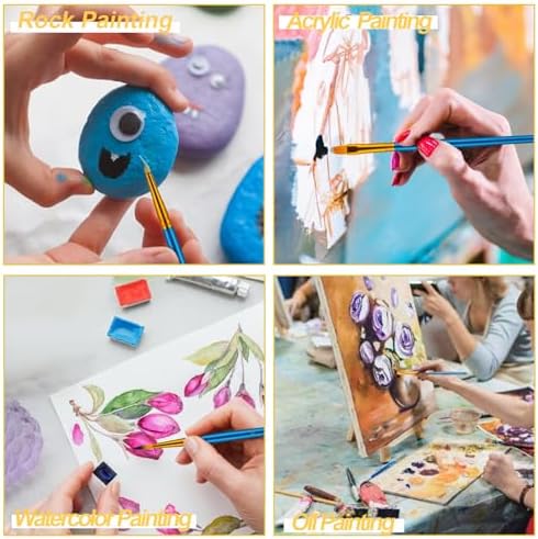 Mini Easels 12 Pack, Small Easels for Painting 24cm/9 Inch, Folding Design, Small Easel with 12 Palettes and 60 Brushes, Suitable for Outdoor Painting Party - Image 7
