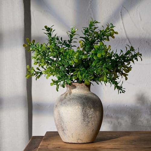 SIDUCAL Ceramic Decorative Flower Vase | 6 Inch Pottery Rustic Farmhouse | Boho | Whitewashed Terracotta Vase for Home Decor, Table, Living Room, Bathroom, Shelf, Mantel Decoration - Image 6