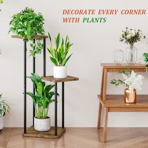 AZERPIAN Plant Stand Indoor Corner Tiered Plant Shelf 3 Tier Metal MDFBoard - Image 6