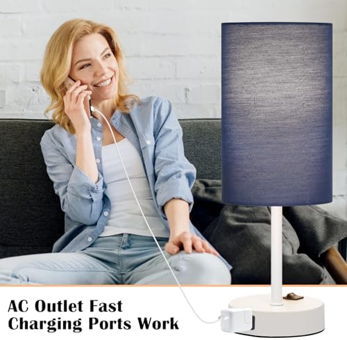 ZJOJO Blue Table Lamp Set of 2, 13.8" Small Lamp for Bedroom Nightstand - Image 7