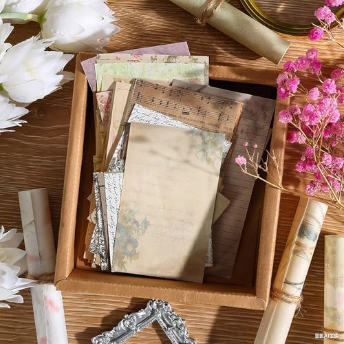 Naszonus 699 Pcs Vintage Scrapbook Paper Kit, Scrapbook Paper Supplies with Flowers Stickers, Journaling Decorative CraftPaper Set for Junk Journal, Retro Crafts - Image 6