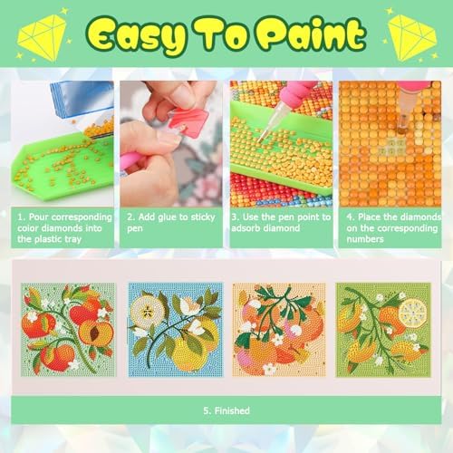 4 Pack Diamond Art Painting Kits for Kids, Small Diamond Art Kids 6x6 Inch - Image 7