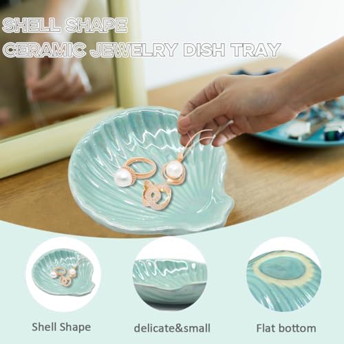 Ceramic Jewelry Tray Trinket Dish, Jewelry Dish for Women, Shell Ceramic Plate, Ring Dish Holder for Earrings Necklace Organizer, Mother's Day Christmas Birthday Gift - Image 7