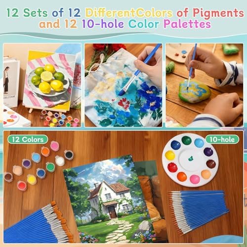 120pcs 8x10 Inch Painting Supplies Kit, 12 Colors Mini Acrylic Paint Set - Image 6