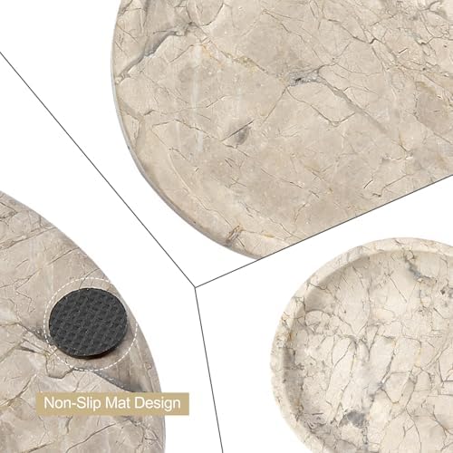 Koville Natural Silver Pearl Marble Decorative Tray, 10" x 5" Marble Vanity Tray for Bathroom Countertop Organizer Stone Trays, Catchall Tray Stone Plate for Perfume, Candles, Jewelry - Image 6