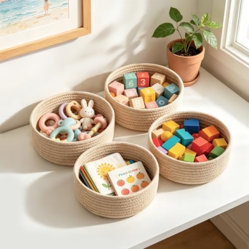 Dahey Set of 4 Mini Woven Baskets, Small Gift Baskets for Organizing, Beige - Image 7