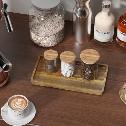 WEENSON Acacia Wood Bathroom Vanity Tray for Soap Dispenser, Toiletries, Makeup, Perfume, Decor, Kitchen Tray for Counter Salt Spice, Toilet Tank Tray for Candle, Nightstand 11.8"x6.1" - Image 6