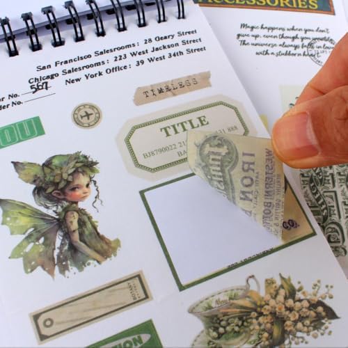 488PCS Vintage Scrapbook Stickers, 50 Sheets Precut Washi Stickers Book for Journaling, Green Ephemera for Junk Journal Supplies, Scrapbooking, Bujo, Collage, Adults Crafts Arts - Image 6