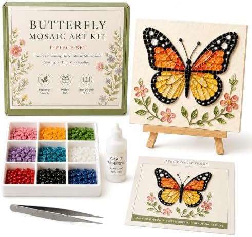 Mosaic Art Kit for Adults, DIY Garden Craft with Beads,Butterfly by Unknown