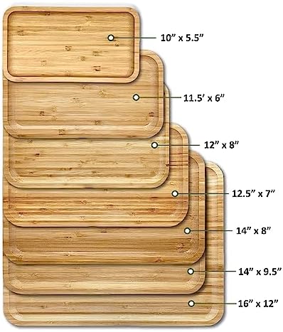 Bam&Boo Bamboo Serving Tray Natural Minimalist Rectangular (12.5” x 7" x 0.8") Coffee, Tea, Food, Drinks, Storage, Decor for Home, Kitchen, Bathroom - Image 7