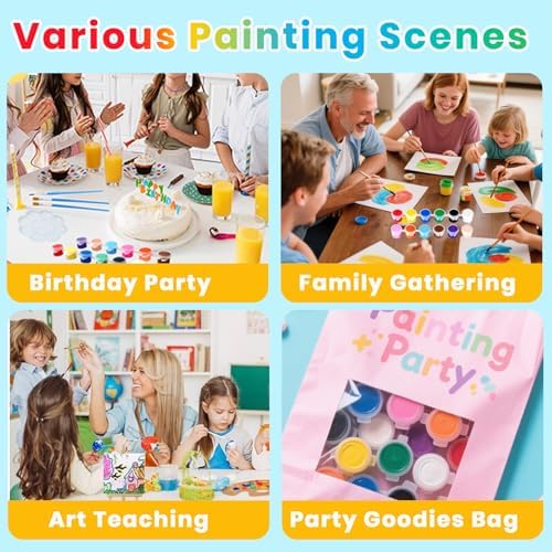 12 Pack Mini Acrylic Paint Set, 12 Colors Washable Acrylic Paint Strips with 24Pcs Painting Brushes for Kids&Adults Paint, 168 PCS Kids Painting Kit for Birthday Party Favor, Classroom, Art Gift - Image 7