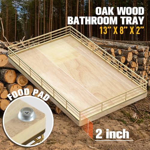 Bathroom Vanity Tray, 13" x 8" Oak Decorative Wooden Tray for Countertop - Image 6