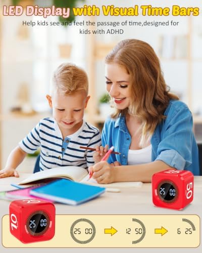 Digital Pomodoro Timer Cube 5/10/25/50min Preset, Silent & Sound Alarm - Image 7