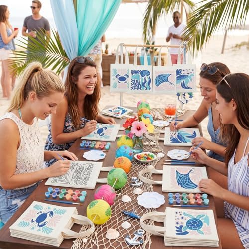 Aliceset 16 Pcs Color Your Own Bag Tote Bag Painting - Image 6