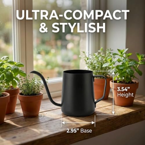 Small Metal Watering Can for Indoor Plants - 12oz Long Spout Pot for Succulents, Orchids & Seedlings - Stainless Steel with Teflon Coating (350ml/12oz) - Image 7