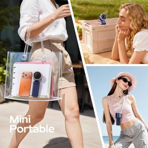 SHEWIND Portable Handheld Fan with Ice Cooling - 5 Gear High Speed Personal Turbo Fan Rechargeable, Up to 11 Hrs, Mini Hand Fans for Travel Essentials, Beach Vacation, Gifts for Women, (Twilight Gold) - Image 7