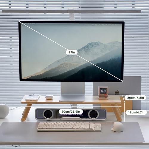Bamboo Monitor Stand Riser with Cable Routing Slot and Storage - Image 6