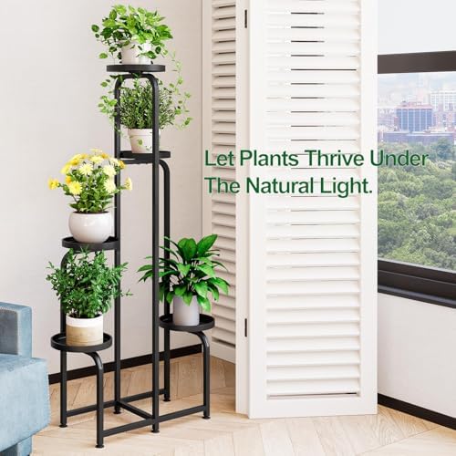INGIORDAR Plant Stand Indoor Outdoor Corner Tall Plant Shelf 5 Tier Metal - Image 6