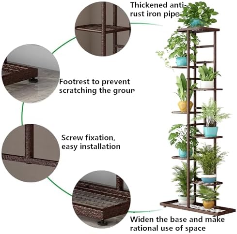 LINZINAR 8 Tier Plant Stand Indoor Outdoor Metal Flower Pot Display Shelf - Image 6