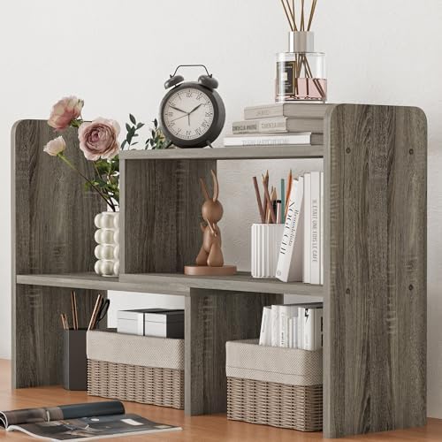 Free Combination Wood Office Desk Organization, Flexible Assembly Desk Top Organizer Shelf, Vertical File Organizer for Office, Classroom, Dorm, Gray - Image 7